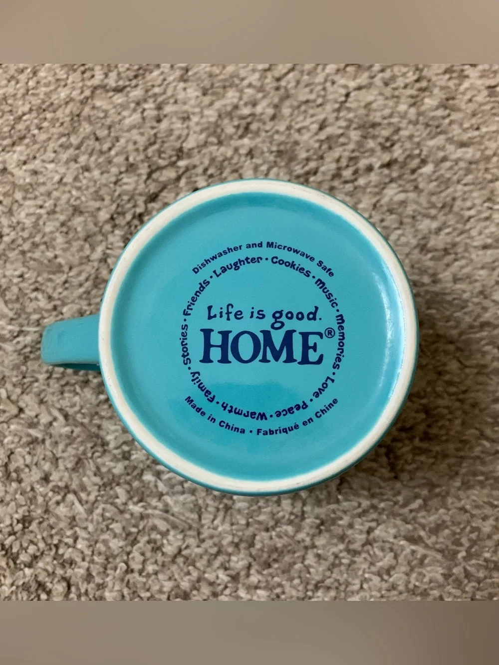 Life Is Good Coffee Mug Ceramic Drinking Glass Spread The Love Heart Blue Green